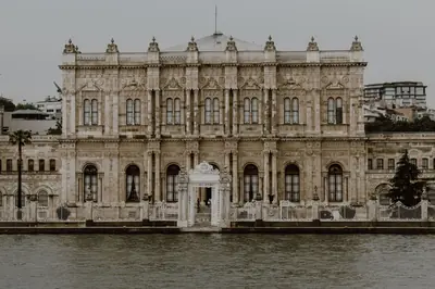 Stunning view of Dolmabahçe Palace across the Bosphorus in Istanbul, Turkey.